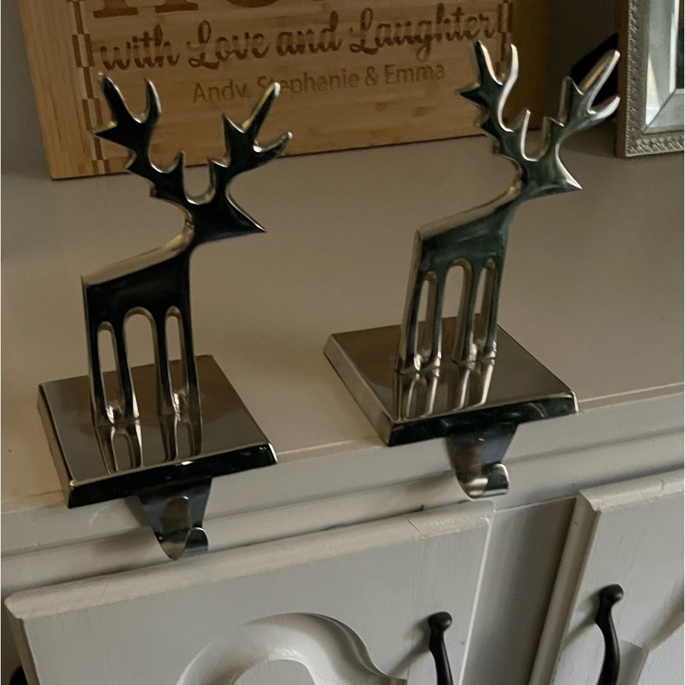 EUC Crate and Barrel Reindeer Stocking Holders - set of 2
